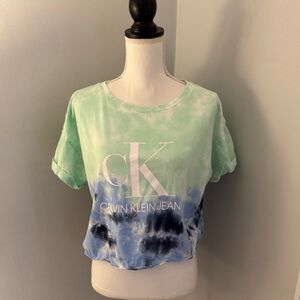 Calvin Klein Cotton Tie Dye Cropped T-shirt Size XL. NWOT never worn